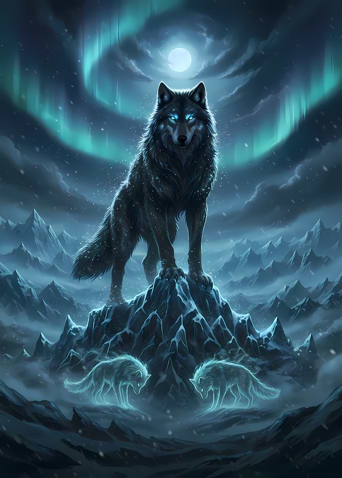 Alpha Wolf – Frozen Wild Ruler Dark Fantasy Illustration