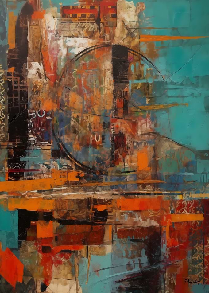 Abstract Geometric Collage – Circular Layers and Urban Textures