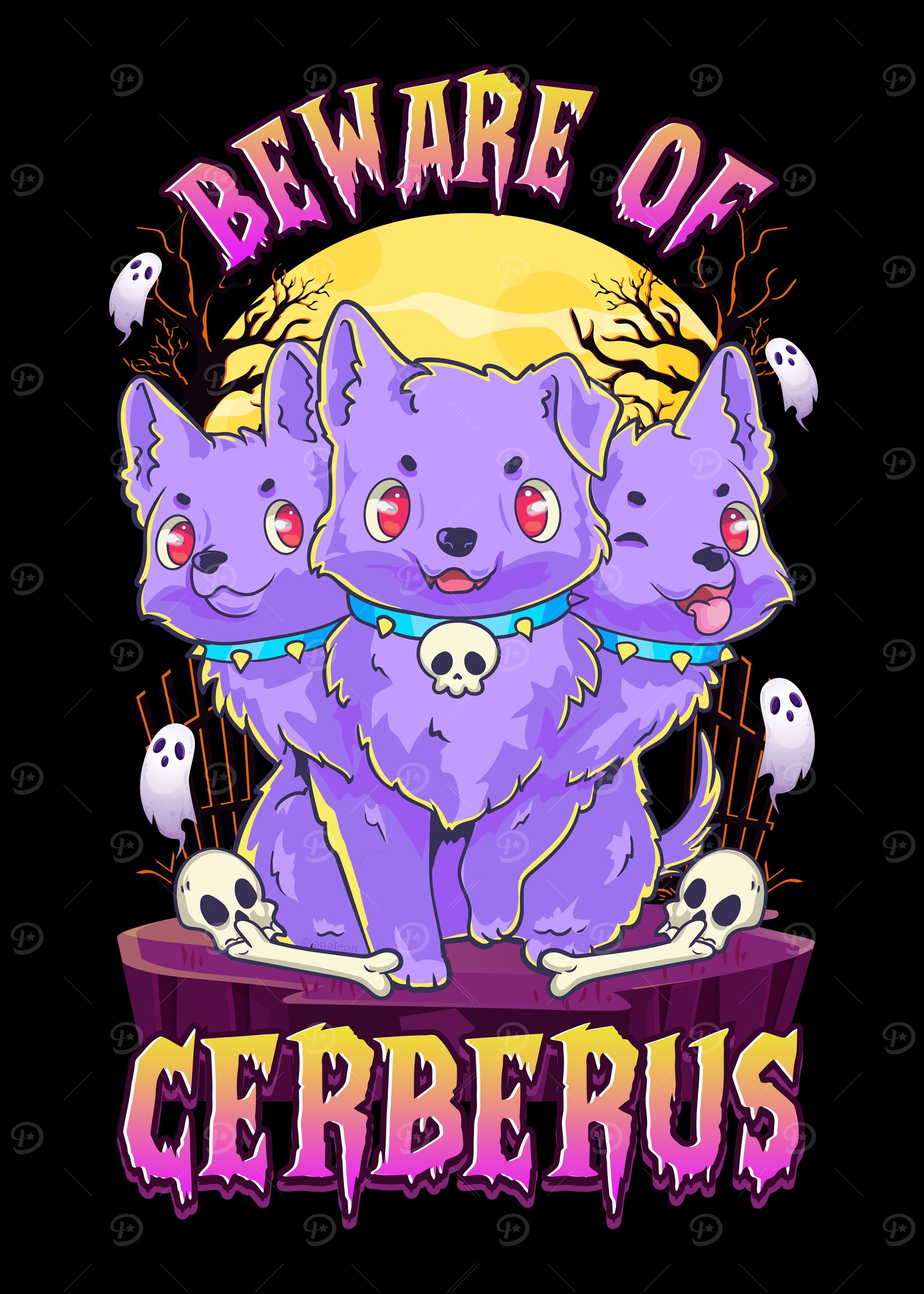 Beware of Cerberus Cute Three-Headed Dog