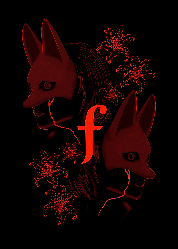 Fox Mask Portrait with Floral Accents