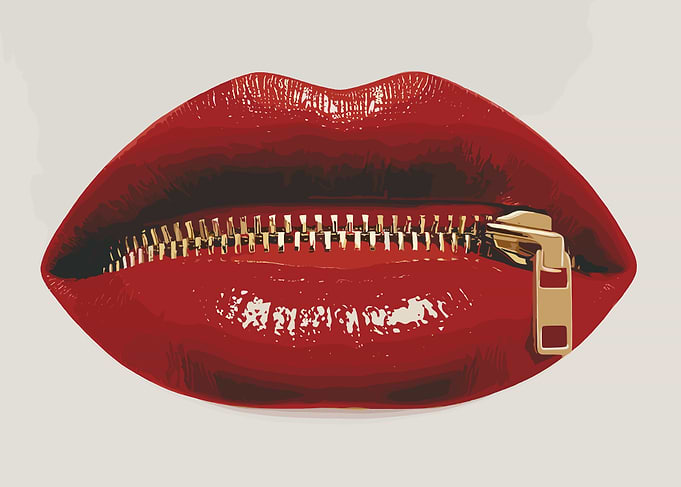 Zipped Lips Illustration