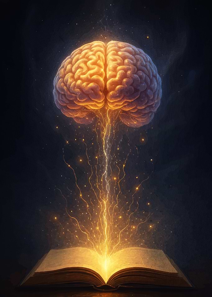 Brain connected book light