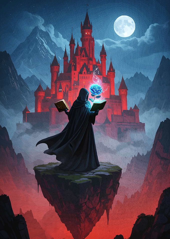 Wizard Books Glowing Rose