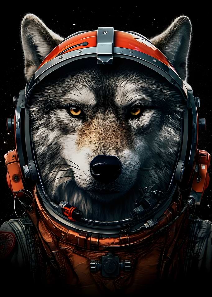 Wolf Astronaut Portrait