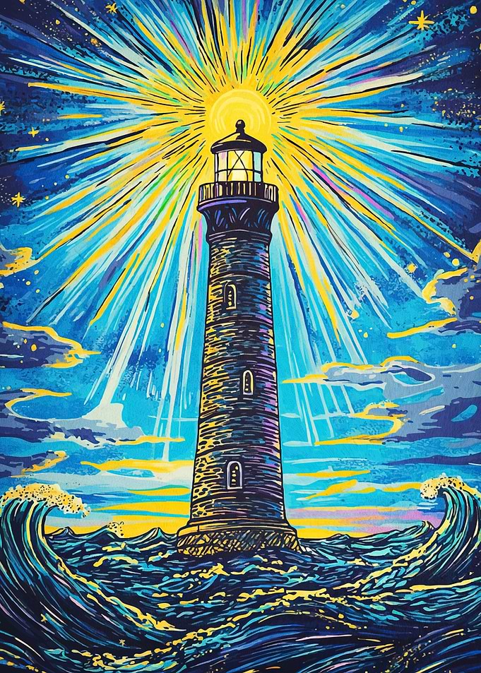 Lighthouse Sea Shining Light