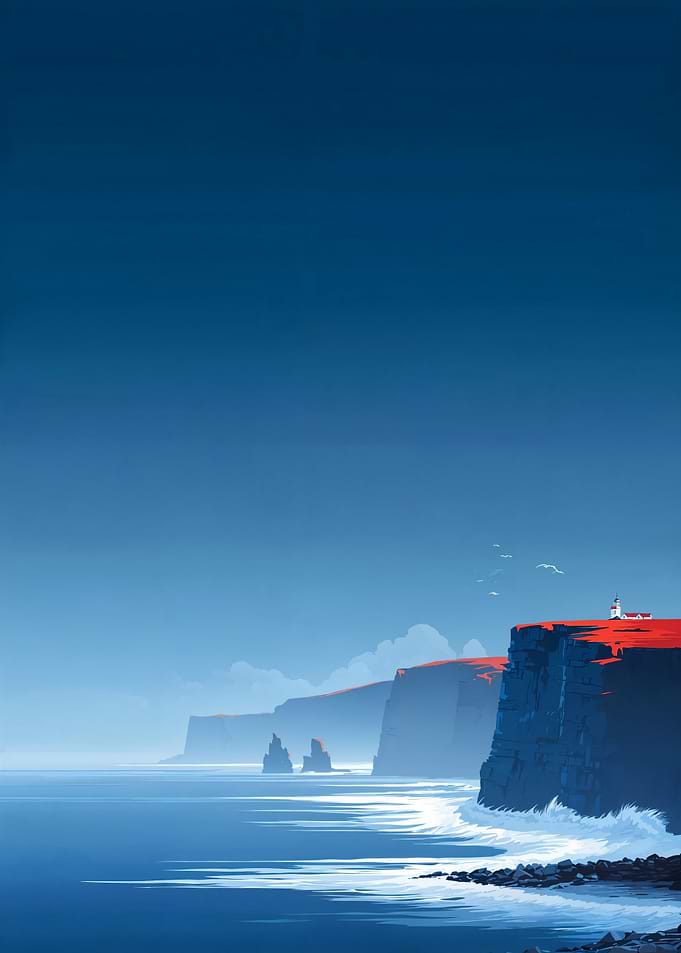 Coastal Cliffs and Lighthouse Landscape
