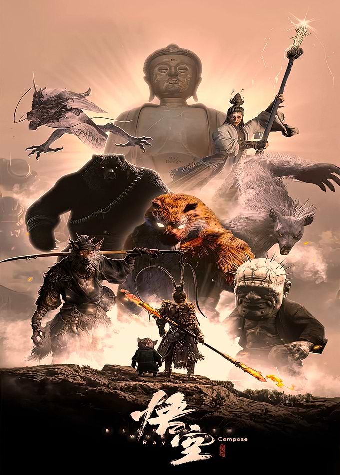 Epic Fantasy Creatures and Buddha Statue