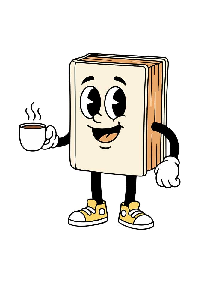 Cartoon Book Coffee Lover