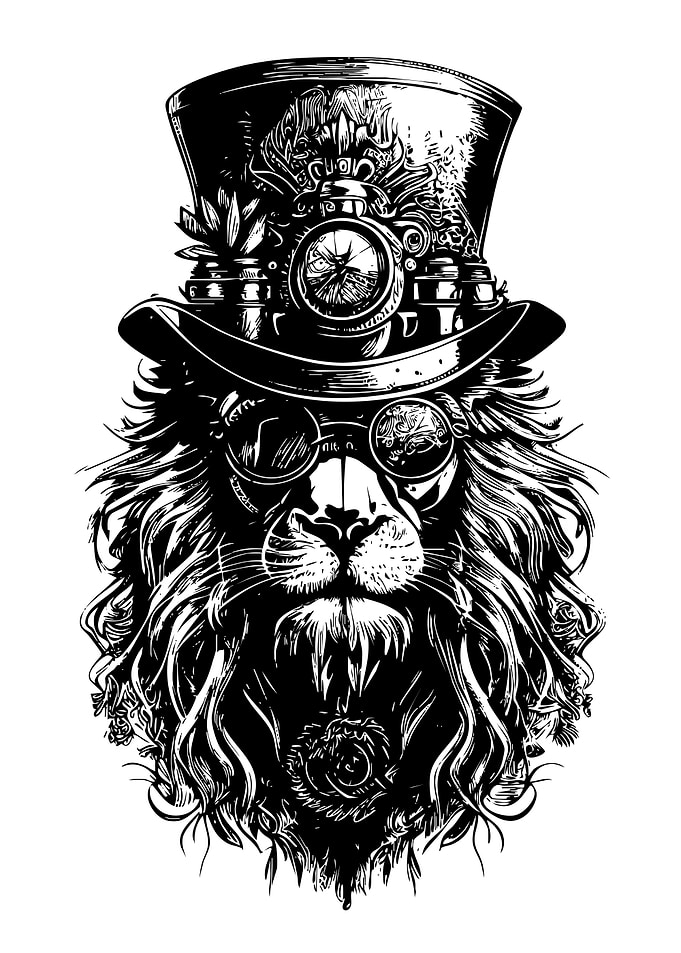 Steampunk Lion with Top Hat