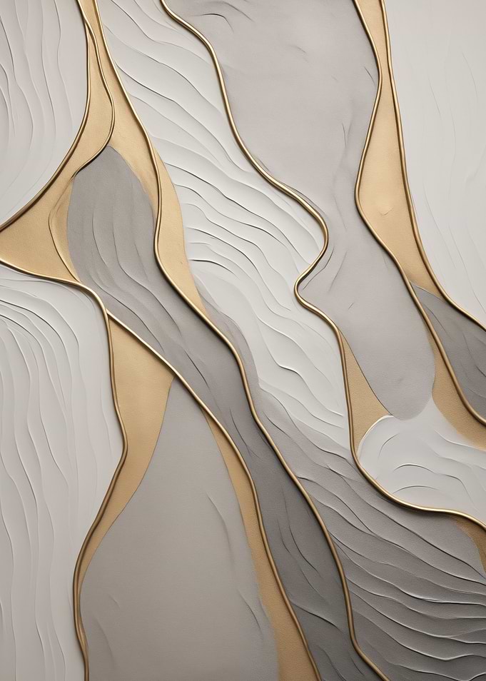 Abstract Gold Gray Wavy Art