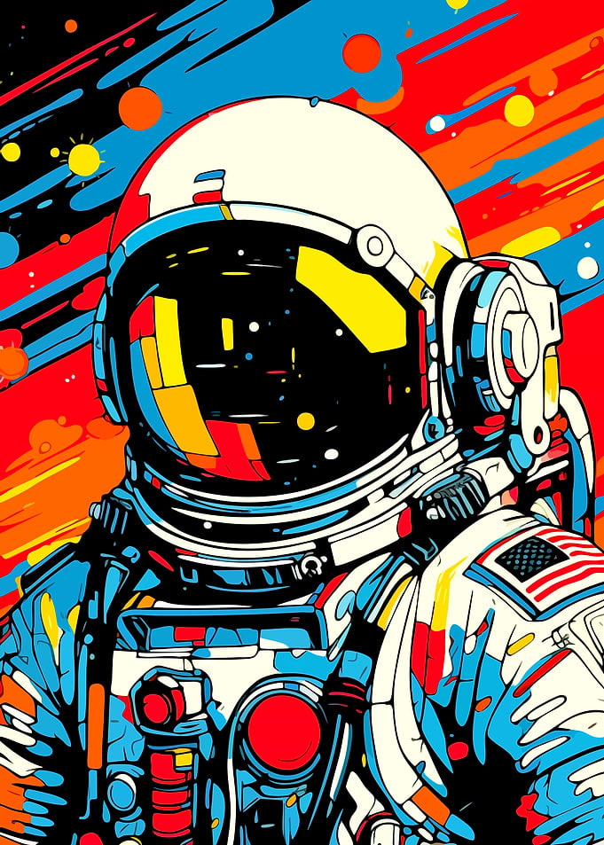 Colorful Astronaut Pop Art Illustration