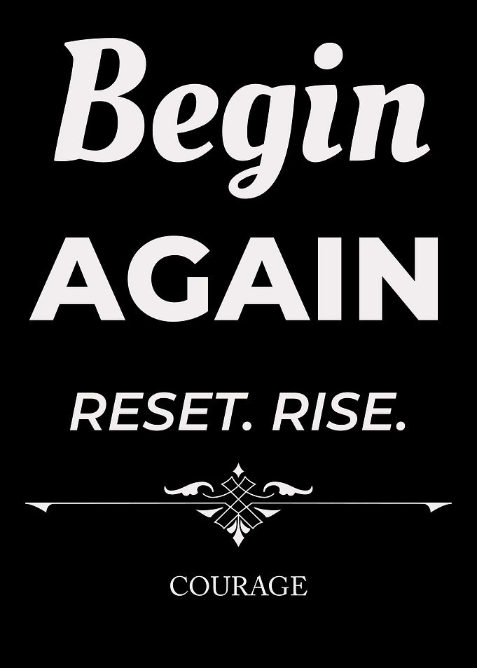 Begin Again: Inspirational Text Art