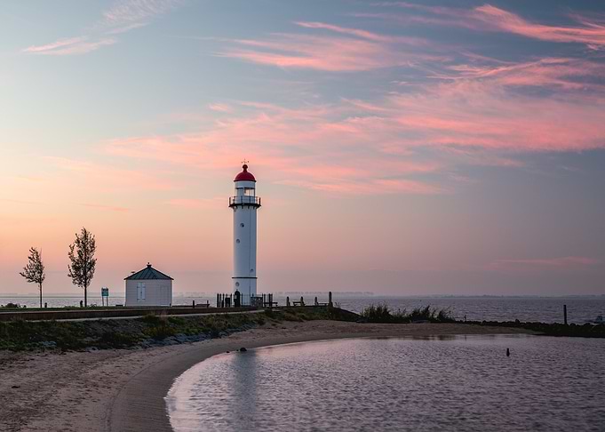 Lighthouse Hellevoetsluis at Sunset