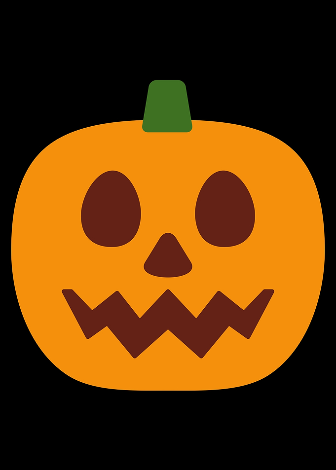 Cartoon Pumpkin Face on Black Background Emoji