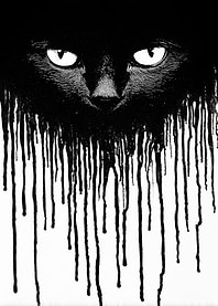 Black Cat Dripping Ink Illustration
