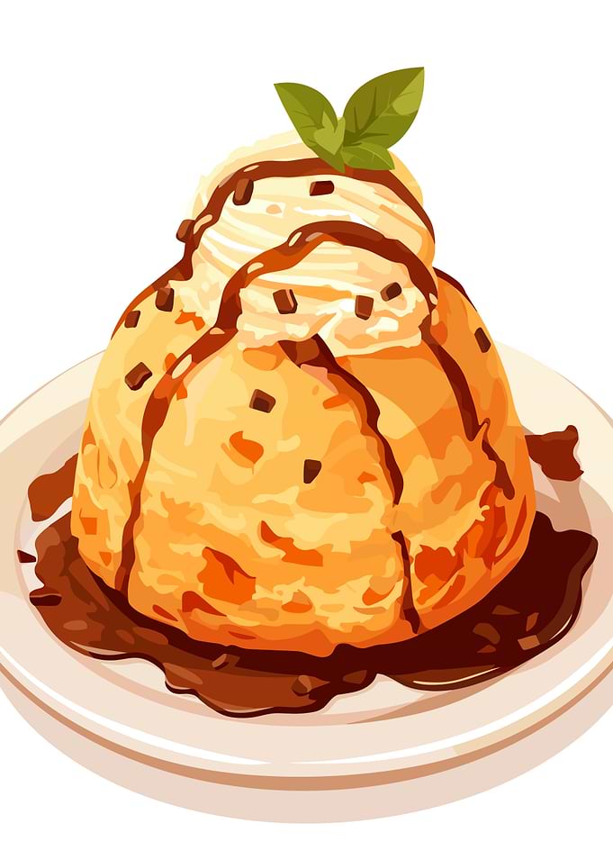 Profiterole with Ice Cream and Chocolate