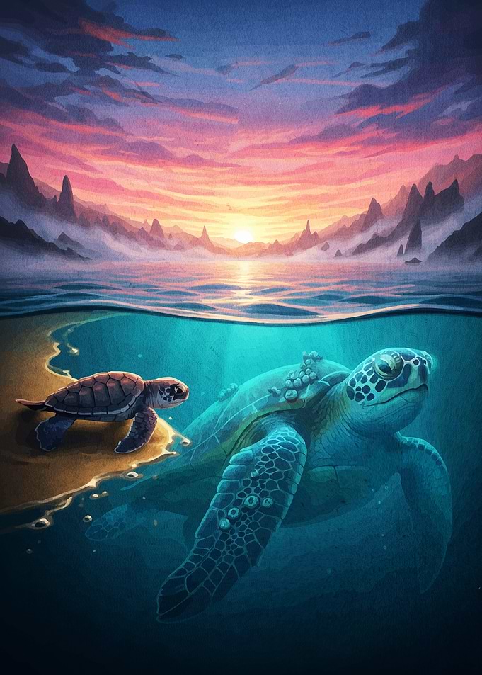 Sea Turtles Sunset