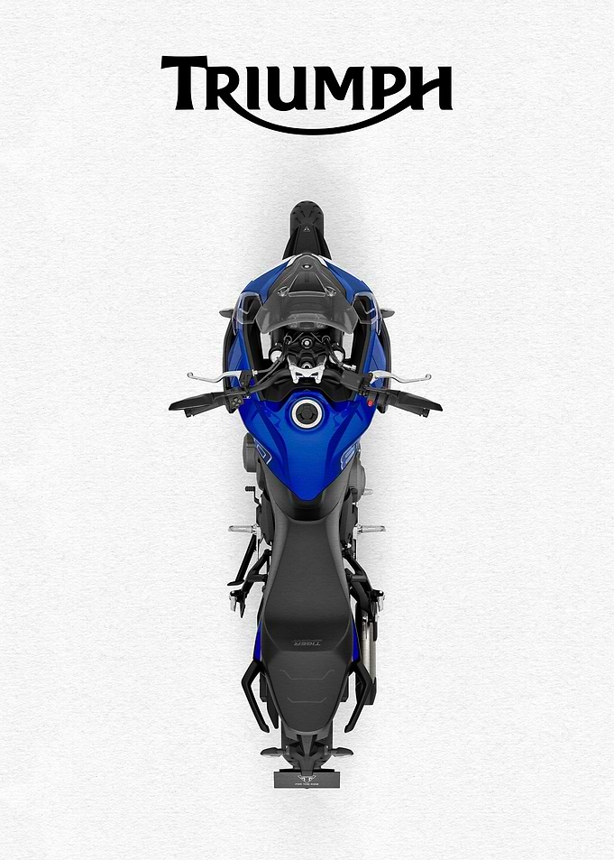 Blue Triumph Motorcycle Top View
