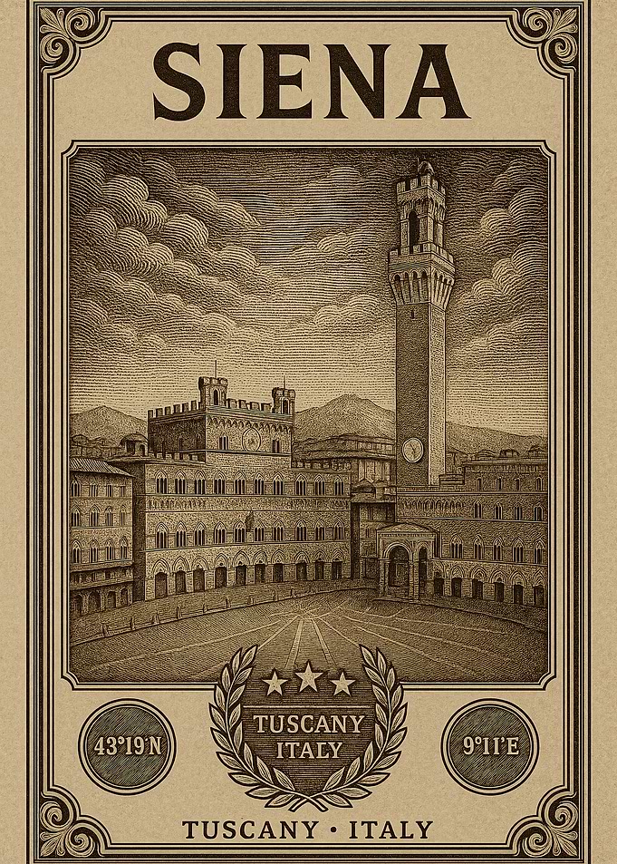 Siena, Tuscany, Italy Vintage Travel Poster
