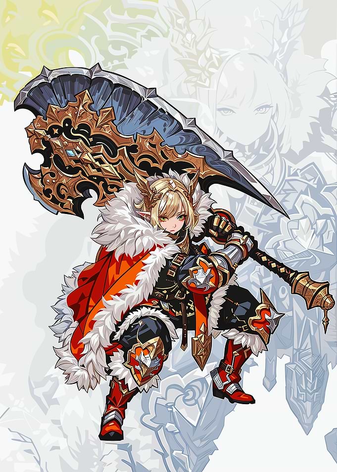 Fantasy Elf Warrior with Axe Illustration