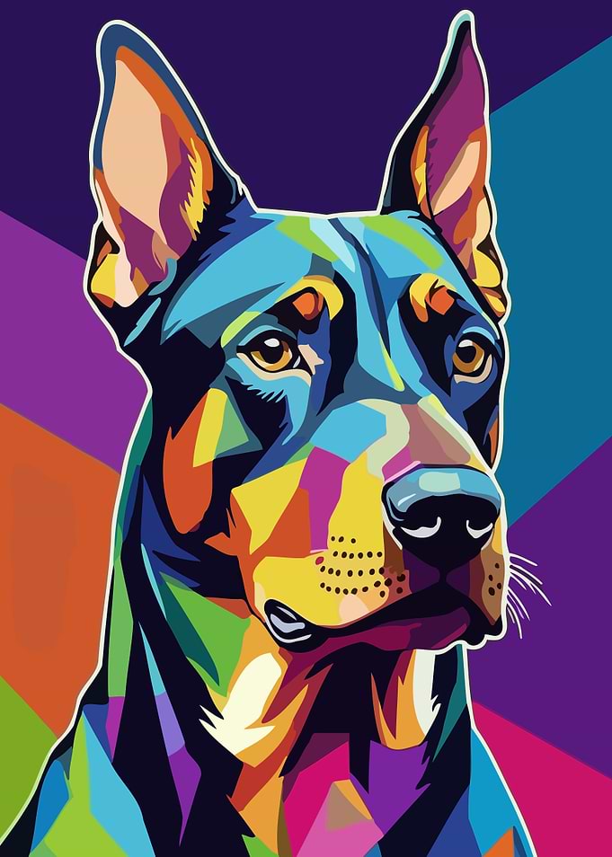 Colorful Doberman Portrait 2