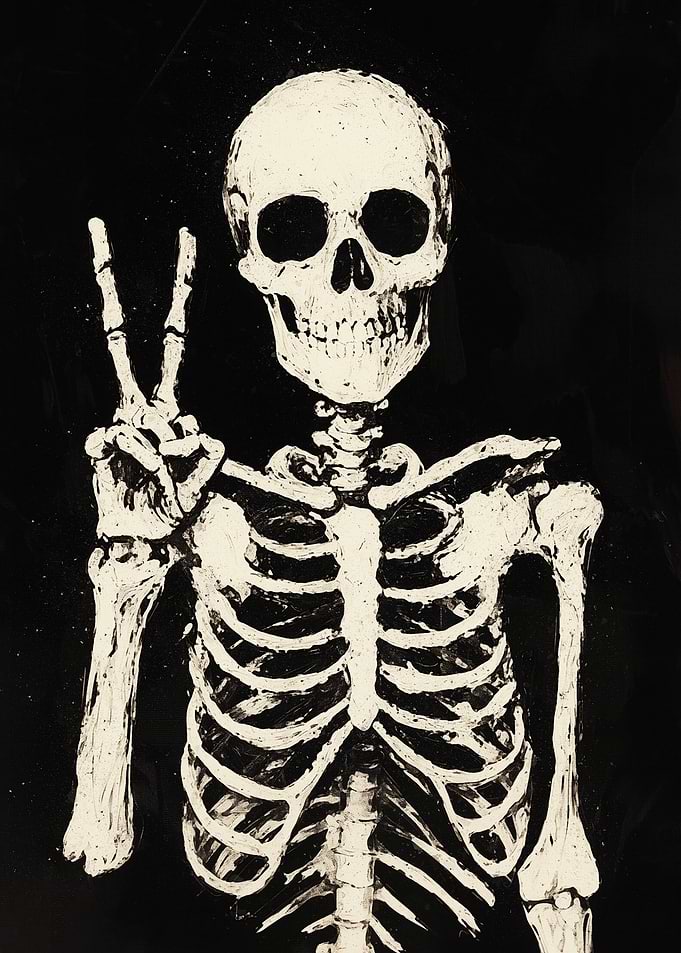 Skeleton Peace Sign Art