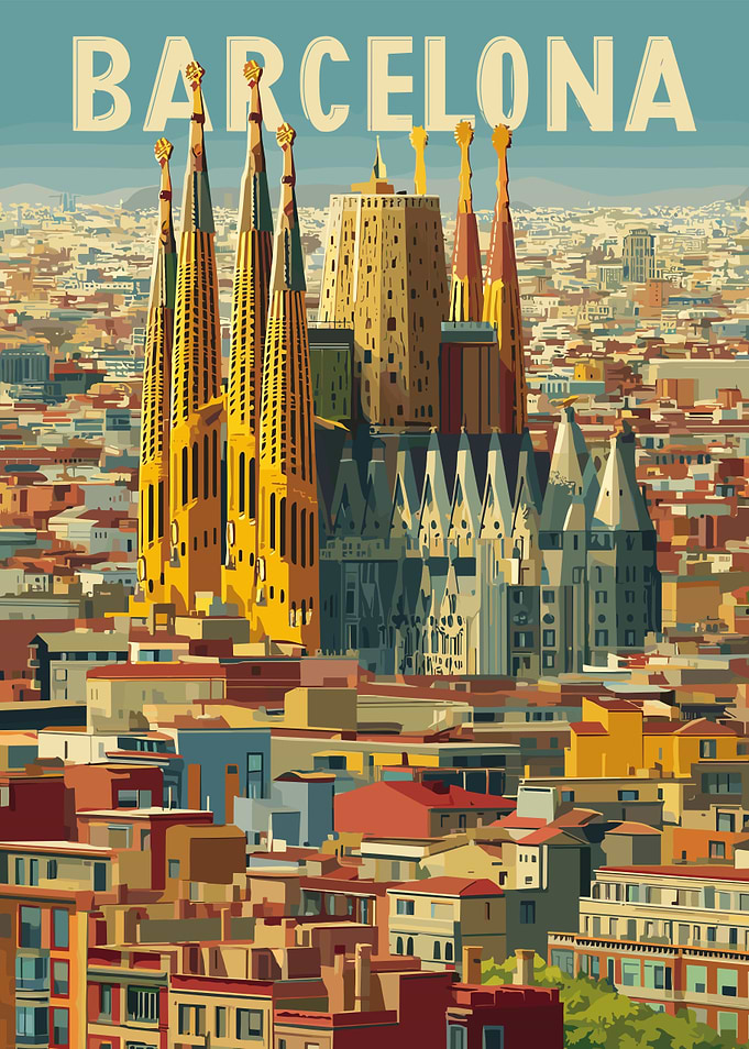 Barcelona Cityscape with Sagrada Familia