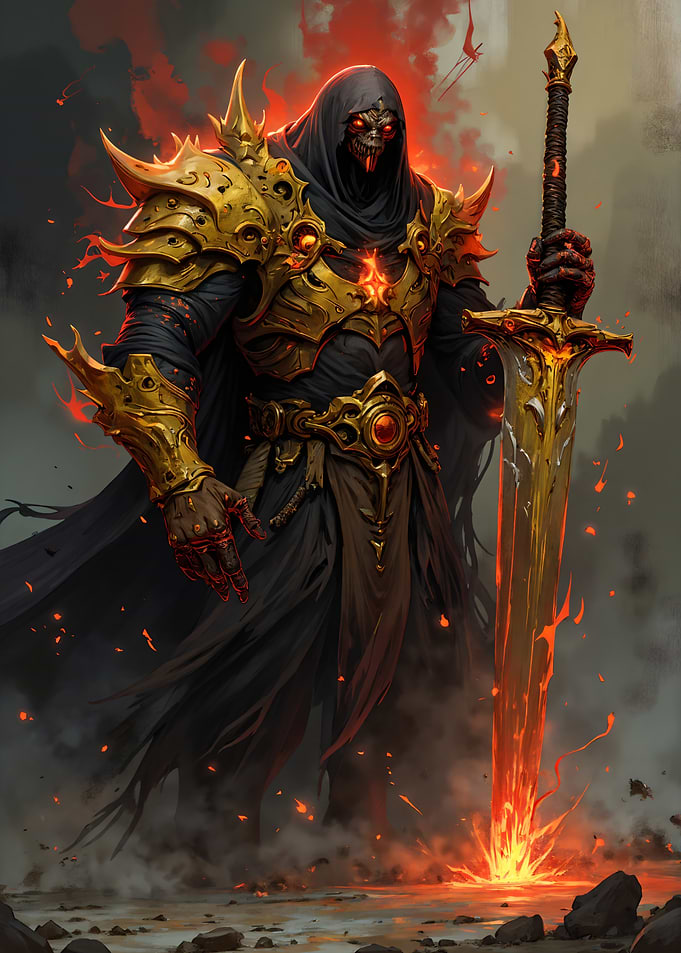Fiery Warrior with Sword