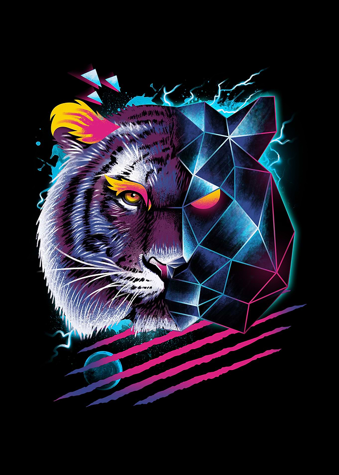 Geometric Tiger Head Digital Art