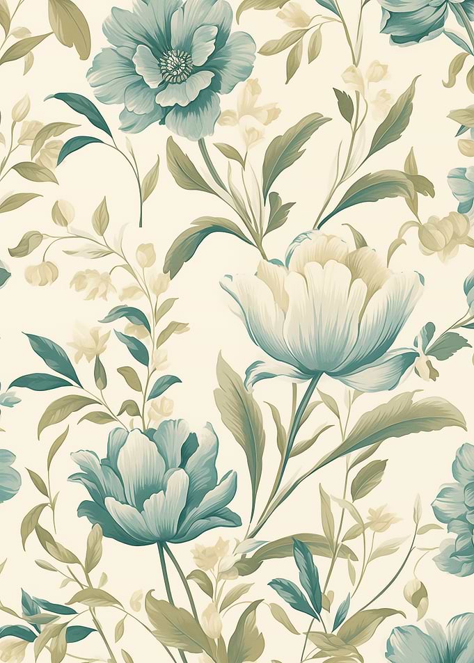 Floral Pattern Teal Flowers