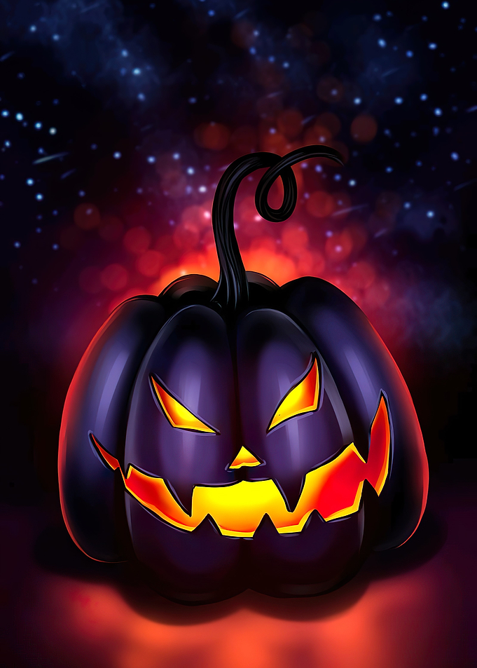 Halloween Pumpkin with Glowing Face