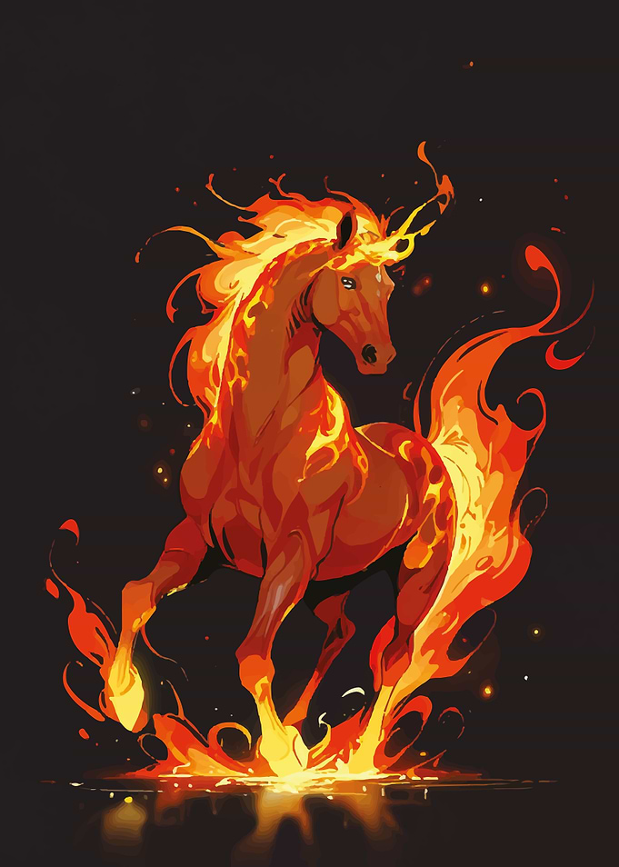 Fiery Unicorn Digital Art