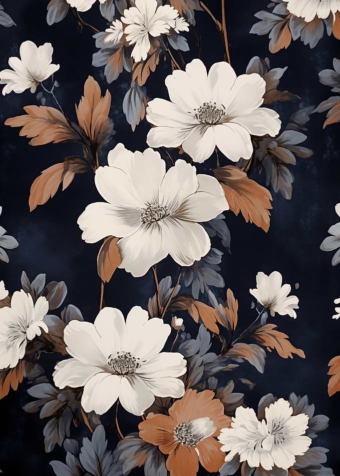 Dark Floral White flowers