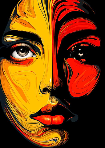 Abstract Portrait: Yellow and Red