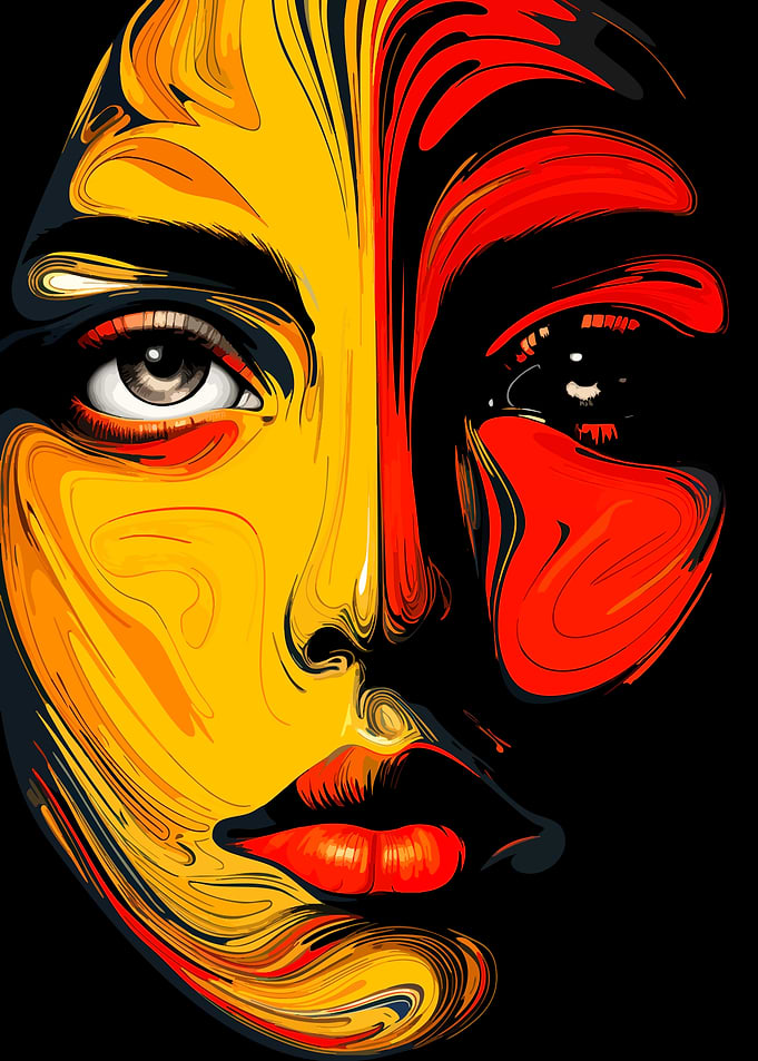 Abstract Portrait: Yellow and Red