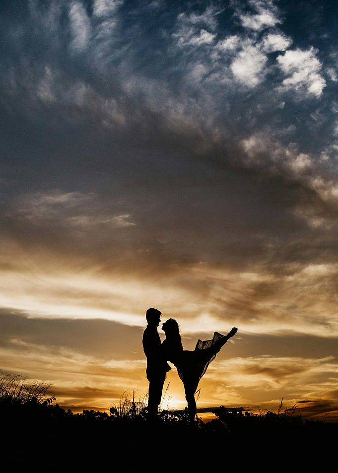 Silhouette of Couple at Sunset