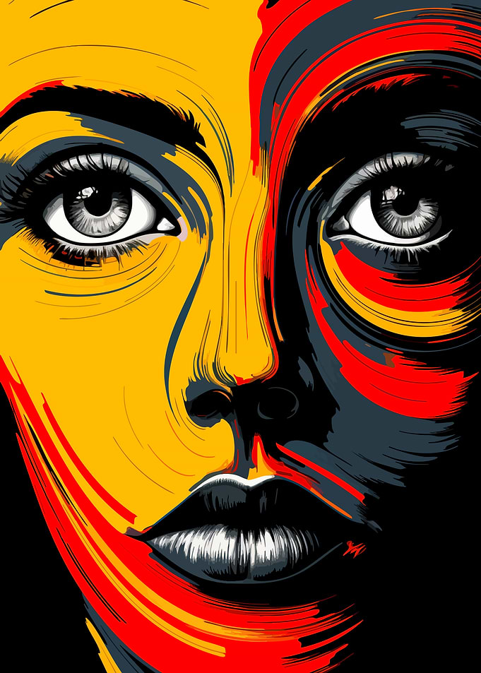 Abstract Portrait with Bold Colors
