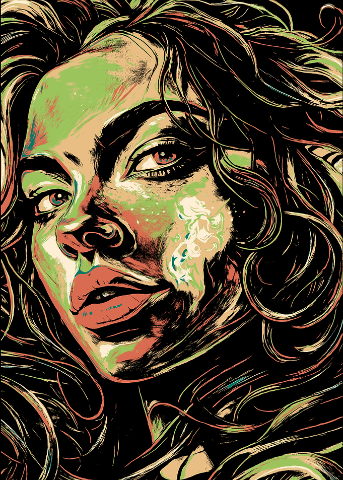 Portrait of a Woman with Wavy Hair