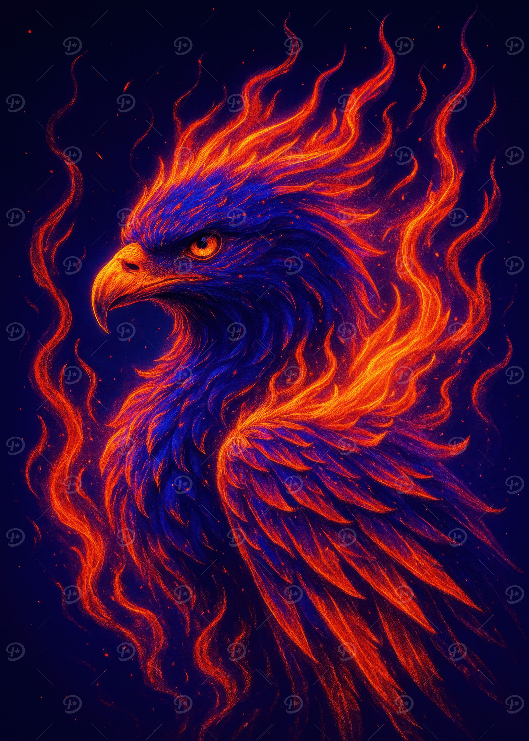 Fiery Blue Phoenix