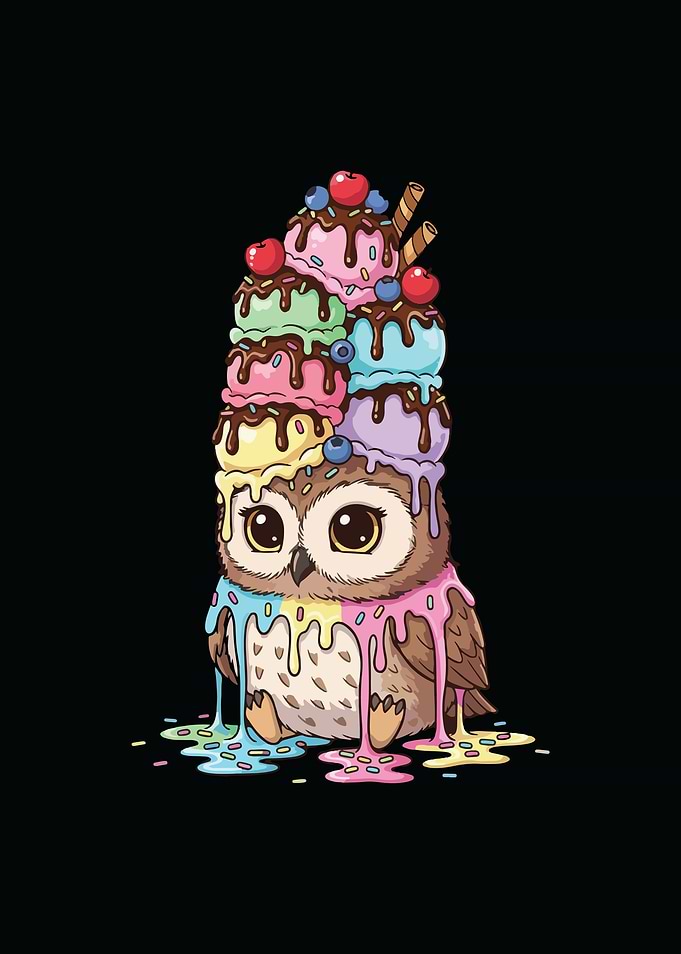 Owl with Ice Cream Stack