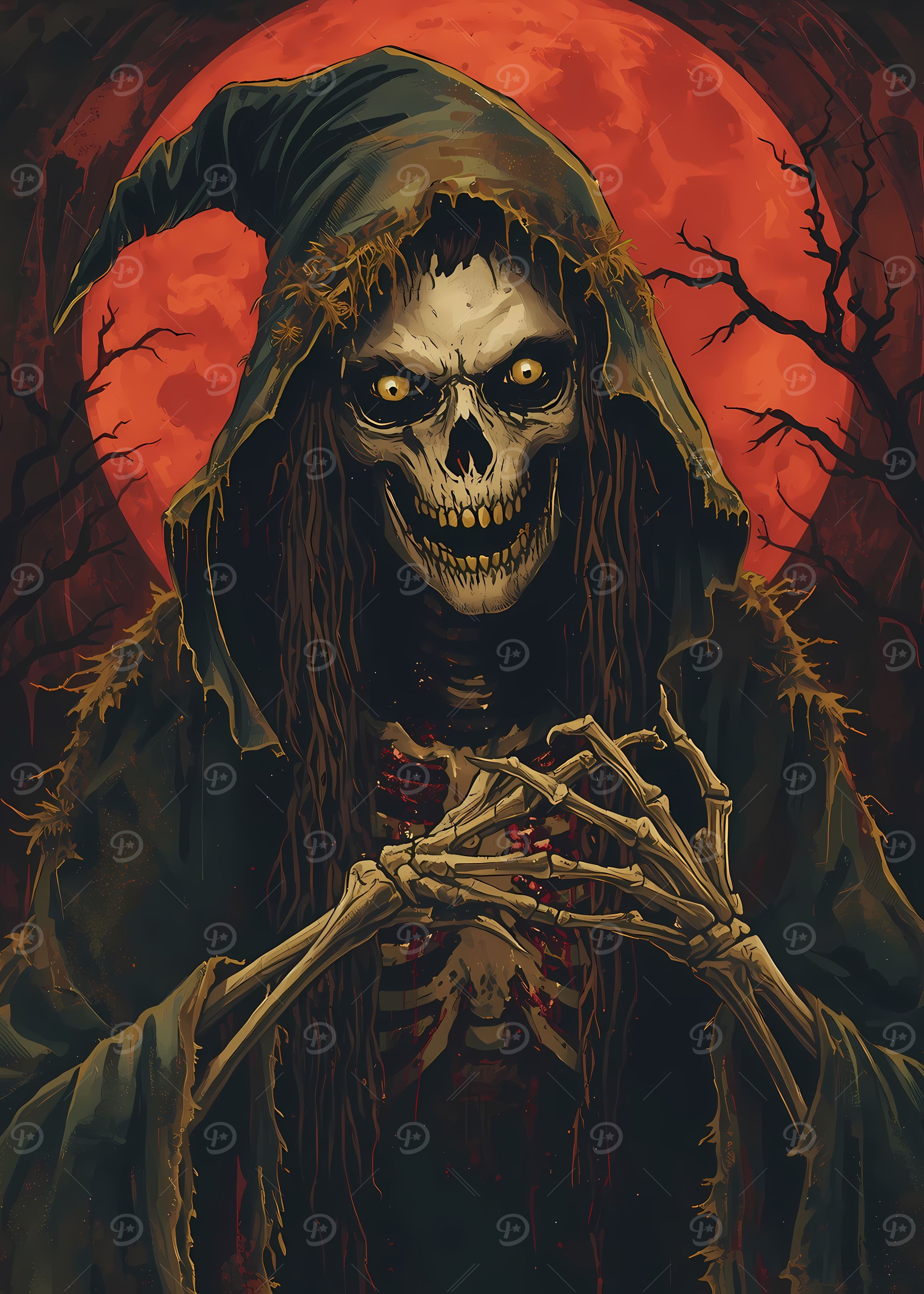 Grim Reaper with Red Moon