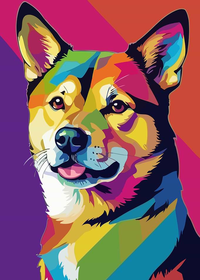 Colorful Shiba Inu Pop Art Portrait