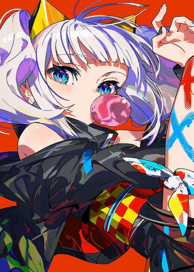 Anime Girl Blowing Bubble Gum