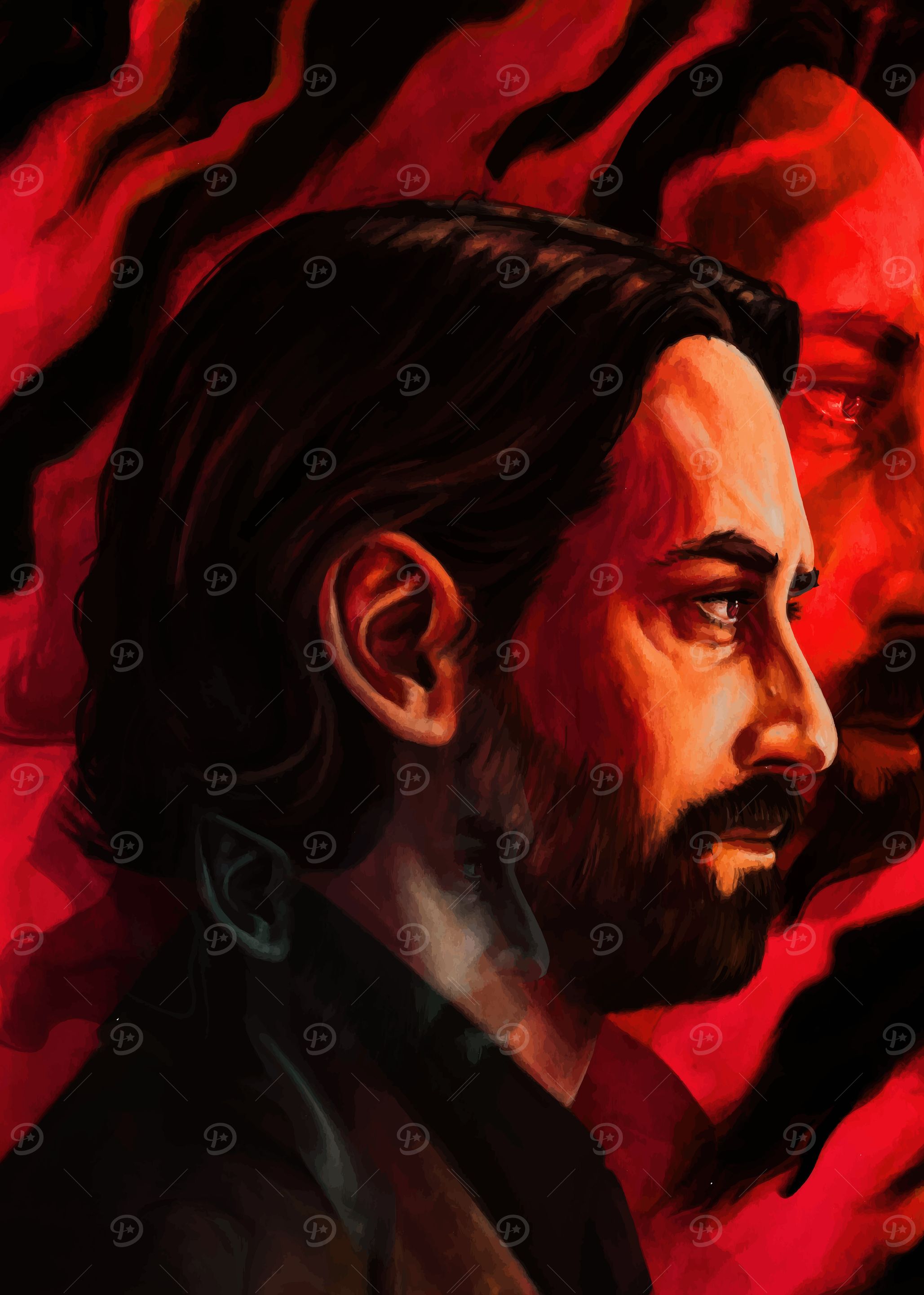 Portrait in Red and Black
