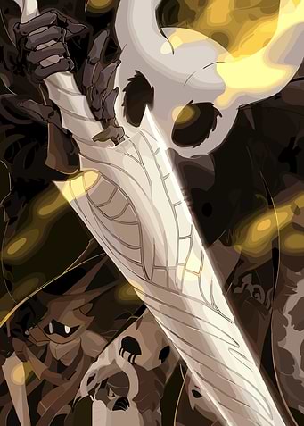 Hollow Knight character with nail art