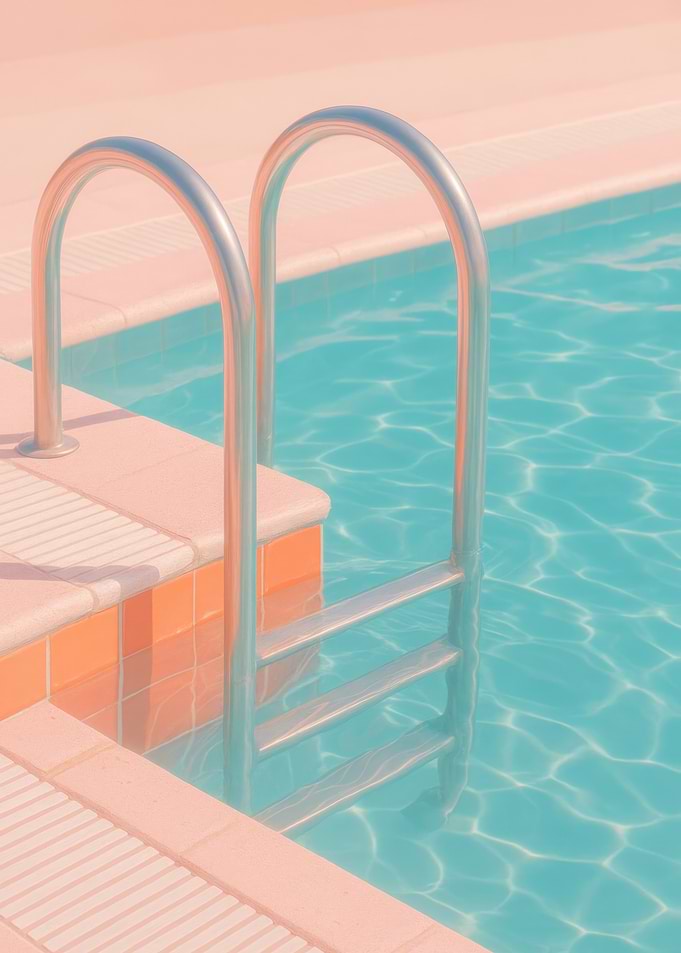 Swimming Pool Ladder Aesthetic in Pastel Colors - Summer