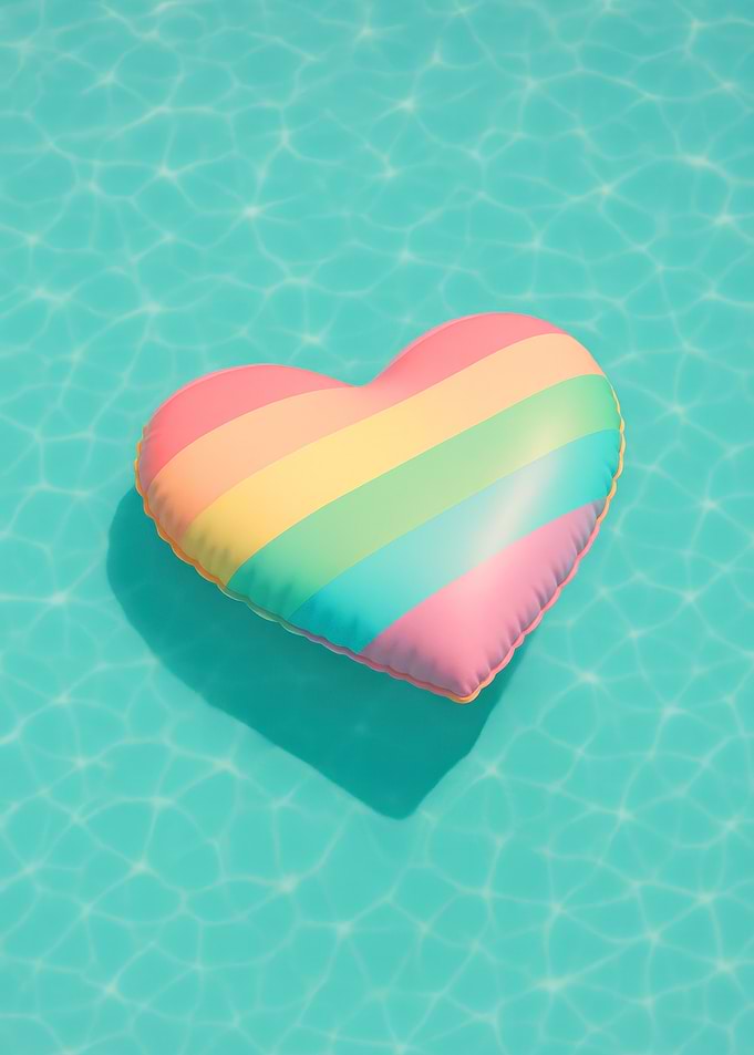 Rainbow Heart Pool Float Dreamy Summer Love
