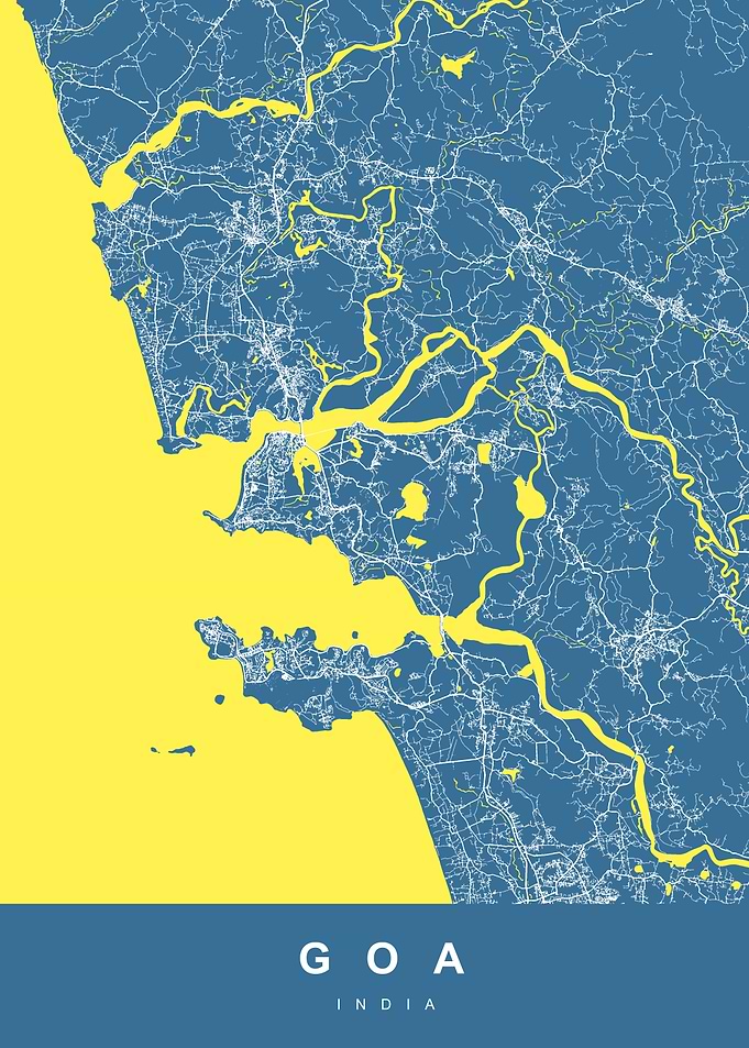 Goa, India Map Art