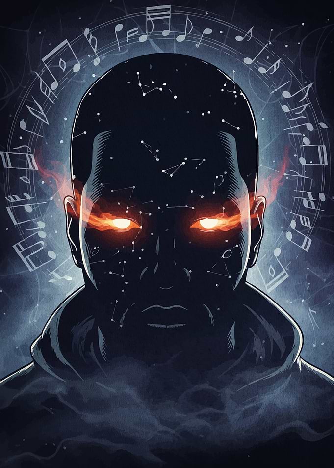 Musical Constellation Portrait Glowing Eyes