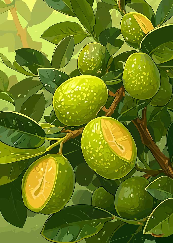 Green Fruit Tree Illustration